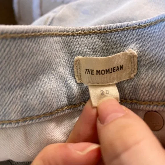 Madewell The Momjean Harman Wash High Rise Raw Hem Light Blue Distressed 28 - Picture 10 of 10